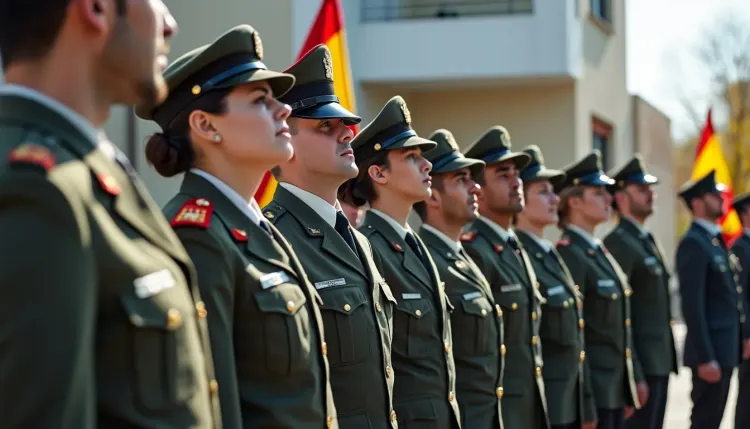 militares españoles en fila